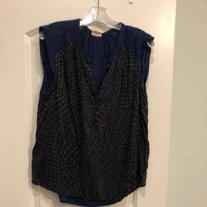 Blue and black sleeveless top